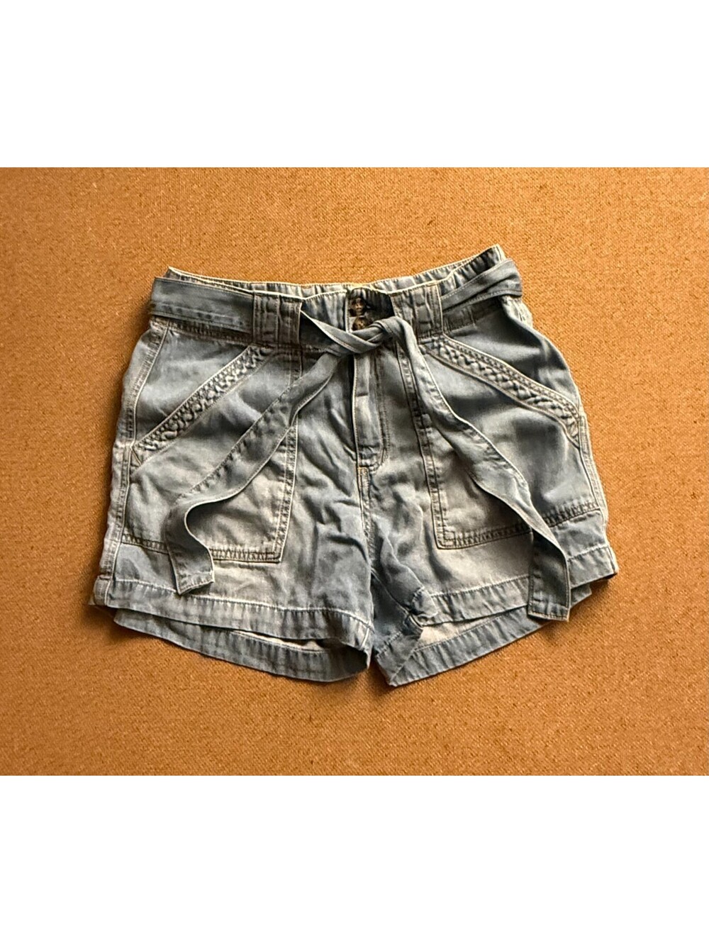 Sanctuary Denim Cargo Shorts Women’s Small Blue Paperbag Belted Lyocell